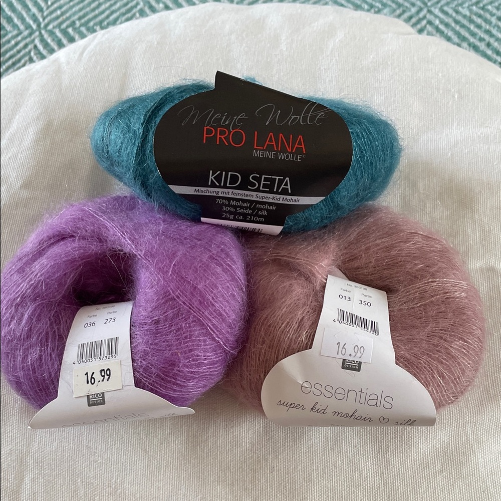 Three Skeins of Mohair Silk Yarn